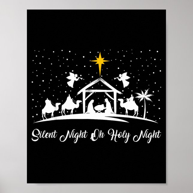 Póster Silent Night Holy Night Nativity Scene Christian C (Frente)