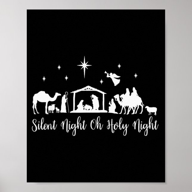 Póster Silent Night Holy Night Nativity Scene Religious C (Frente)