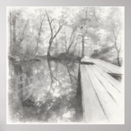 Póster Silent Passage — 映 (Reflection) | Ink Painting Art