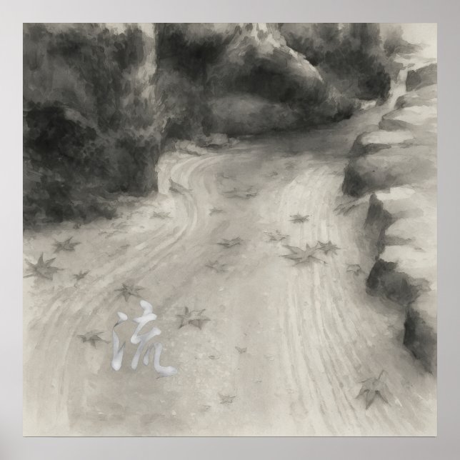 Póster Silent Passage – 流 (Flow) — Ink Painting Poster (Frente)