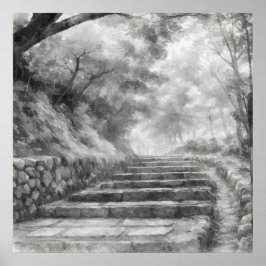 Póster Silent Passage — 道 (The Path) Japanese Sumi-e Ink 