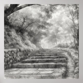 Póster Silent Passage — 道 (The Path) Japanese Sumi-e Ink 