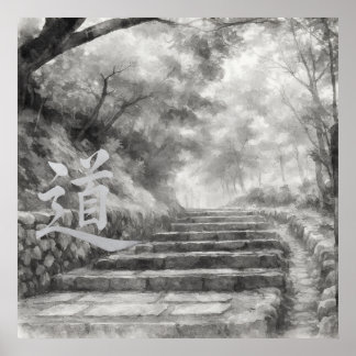 Póster Silent Passage — 道 (The Path) Sumi-e Ink Painting 