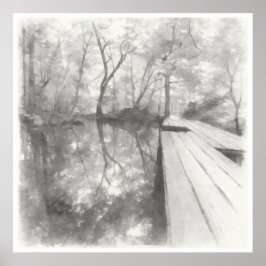 Póster Silent Passage — Ink Painting Wabi-Sabi Reflection