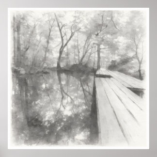 Póster Silent Passage — Ink Painting Wabi-Sabi Reflection