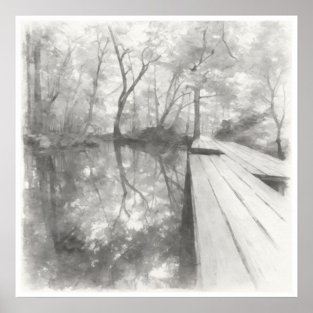 Póster Silent Passage — Ink Painting Wabi-Sabi Reflection (Frente)