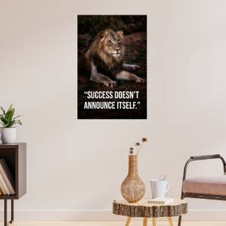 Póster Silent Success Lion Quote Poster -Poster Design