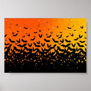Póster Silhouette Bats Vampiro Drácula Halloween Patrón