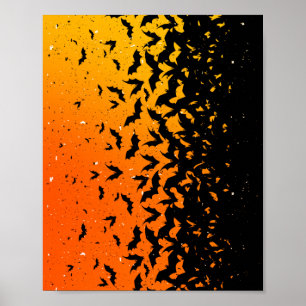 Póster Silhouette Bats Vampiro Drácula Halloween Patrón