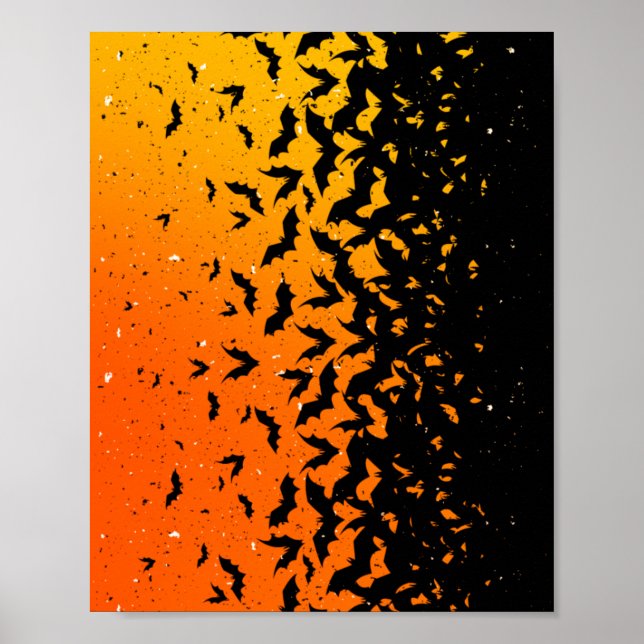 Póster Silhouette Bats Vampiro Drácula Halloween Patrón (Frente)