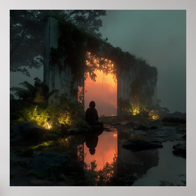 Póster Silhouette Before Fiery Ruin Sunset (Frente)