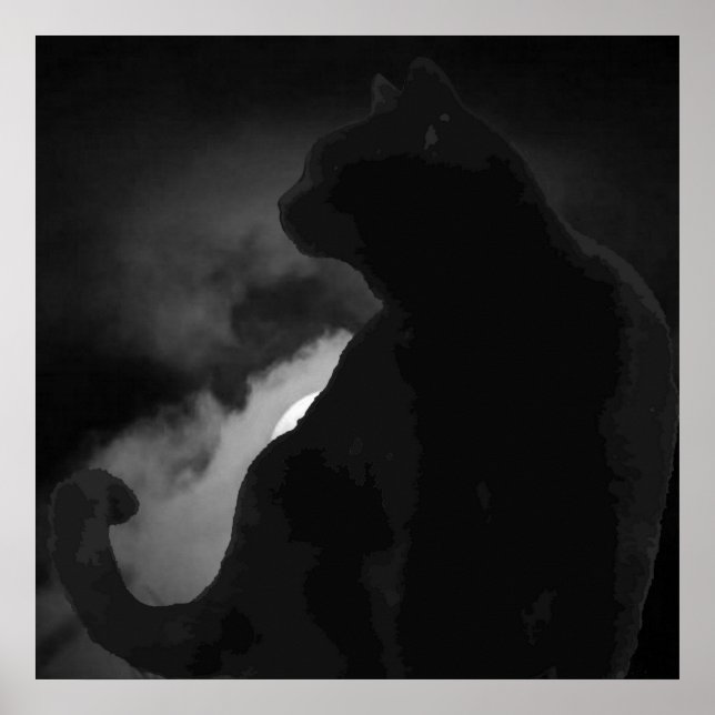 Póster Silhouette Black Cat Moonlight (Frente)