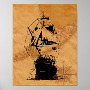 Póster Silhouette Black Ship