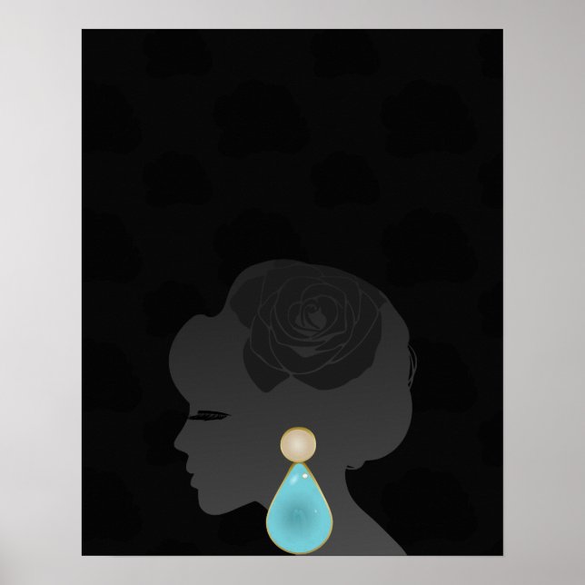 Póster Silhouette Black Woman Dark Glamour (Frente)