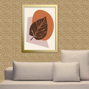 Póster Silhouette Brown and Beige de hojas modernas de me