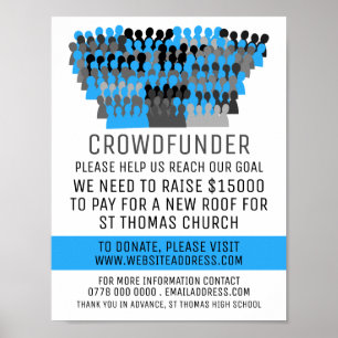 Póster Silhouette Crowd Design, Crowdfunder, Crowdfunding