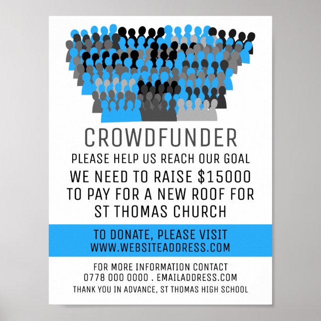 Póster Silhouette Crowd Design, Crowdfunder, Crowdfunding (Frente)