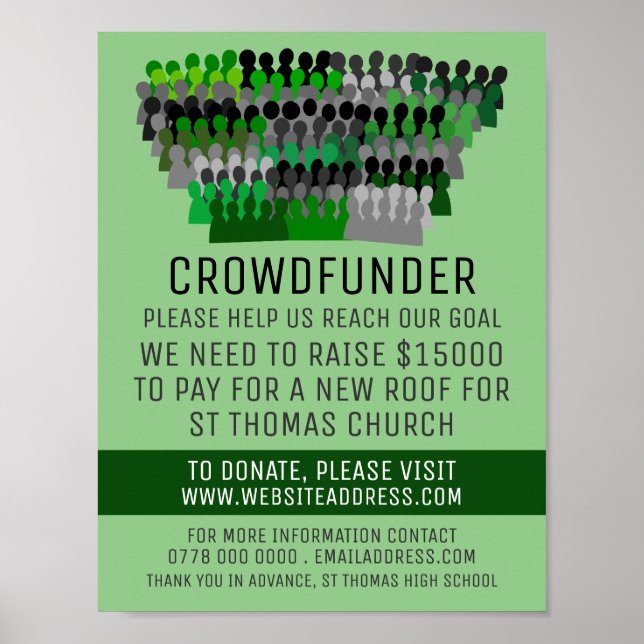 Póster Silhouette Crowd Design, Crowdfunder, Crowdfunding (Frente)