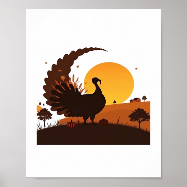 Póster Silhouette de Acción de Gracias Turquía - Sunset H (Frente)