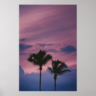 Póster Silhouette de árbol al atardecer