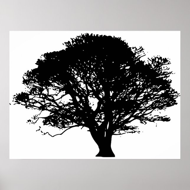 Póster Silhouette de árbol de manzana (Frente)