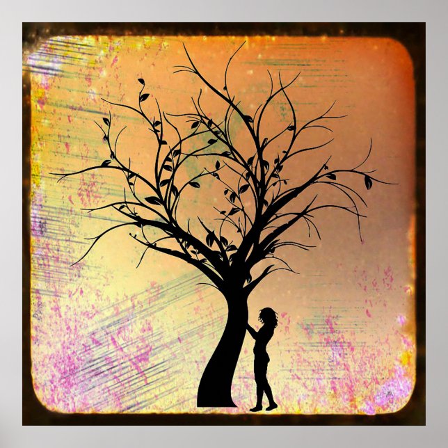 Póster Silhouette de árbol y mujeres místicas (Frente)