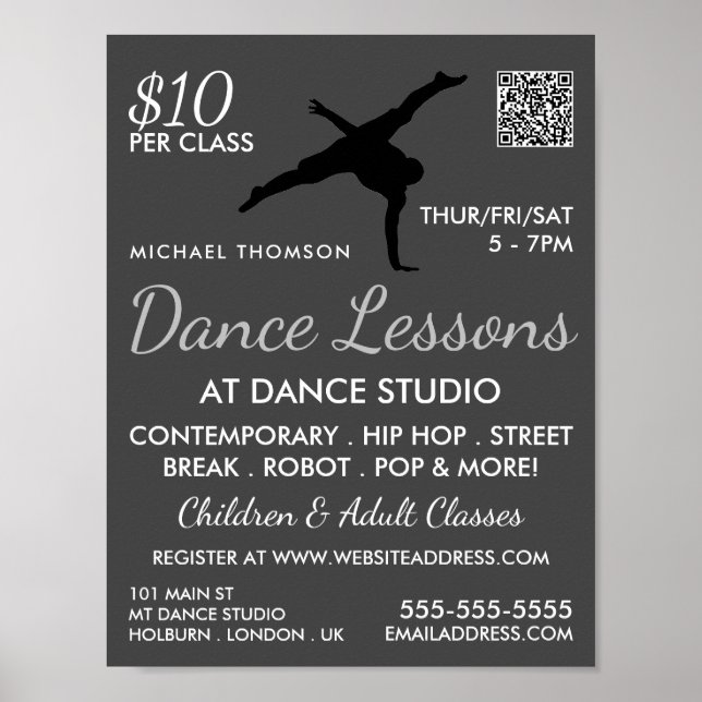 Póster Silhouette de bailarina de ruptura, publicidad de  (Frente)