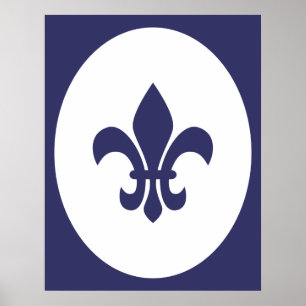 Póster Silhouette de borde ovalado azul de la marina