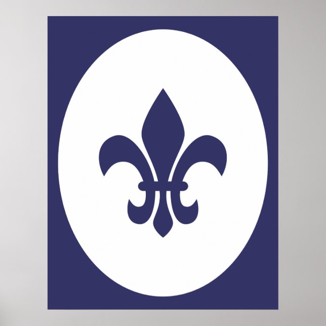 Póster Silhouette de borde ovalado azul de la marina (Frente)