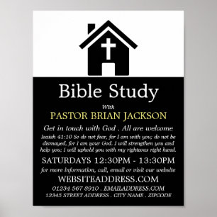 Póster Silhouette de Capilla, Anuncio de clase de Biblia 