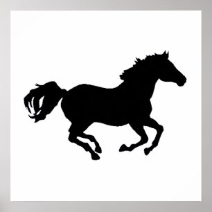 Póster Silhouette de carreras de caballos