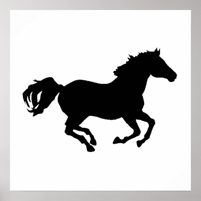 Póster Silhouette de carreras de caballos (Frente)