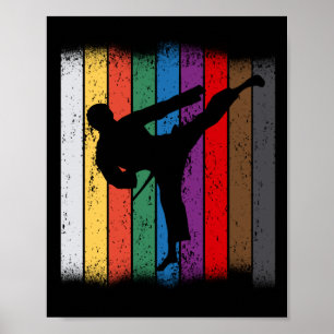 Póster Silhouette de colores de la correa de karate