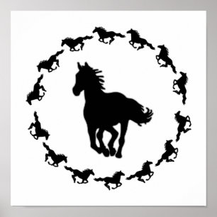 Póster Silhouette de diseño de caballos