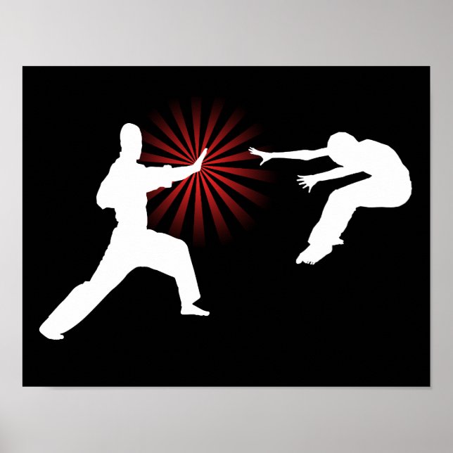 Póster Silhouette de energía de artes marciales (Frente)