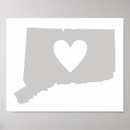 Póster Silhouette de estado Heart Connecticut