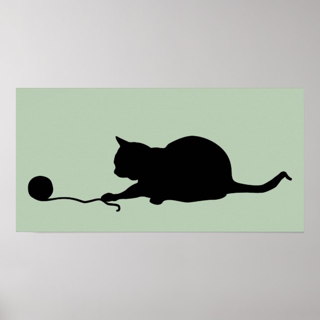 Póster Silhouette de gato en juego (Frente)
