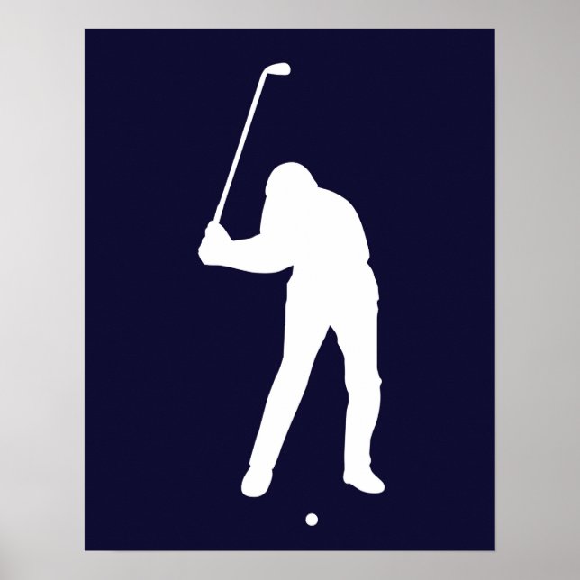 Póster Silhouette de golfista a punto de imprimirle una p (Frente)