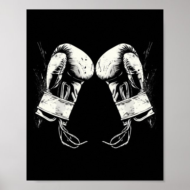 Póster Silhouette de guantes de boxeo (Frente)