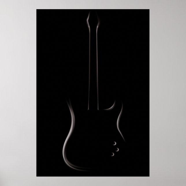 Póster Silhouette de guitarra eléctrica (Frente)