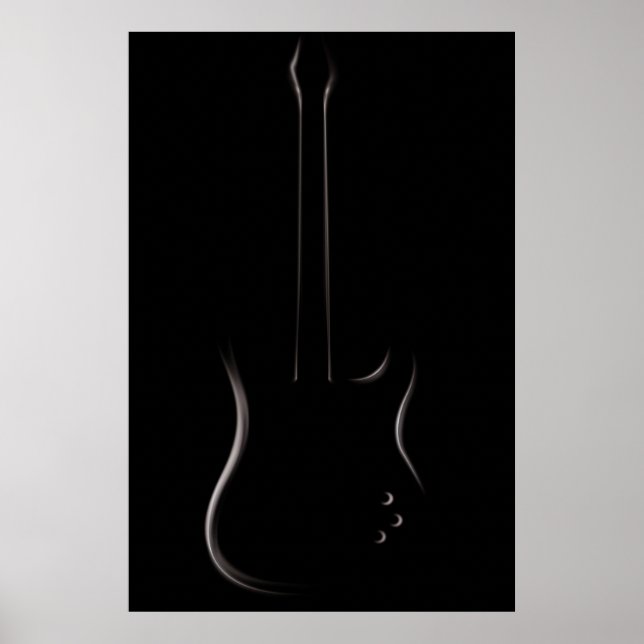 Póster Silhouette de guitarra eléctrica (Frente)