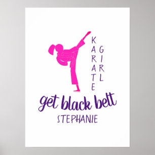 Póster Silhouette de karate rosado de Moda moderna con no