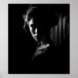 Póster Silhouette de la cara de una mujer foto de B&W