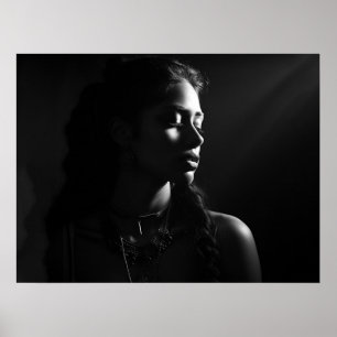Póster Silhouette de la cara de una mujer foto de B&W