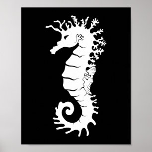 Póster Silhouette de la Creatura del Mar - caballitos de