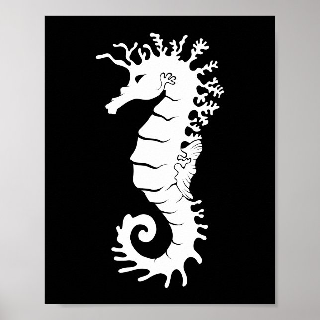 Póster Silhouette de la Creatura del Mar - caballitos de  (Frente)