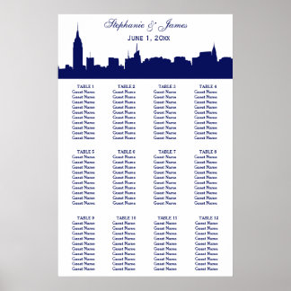 Póster Silhouette de línea ancha NYC DIY BG Blue
