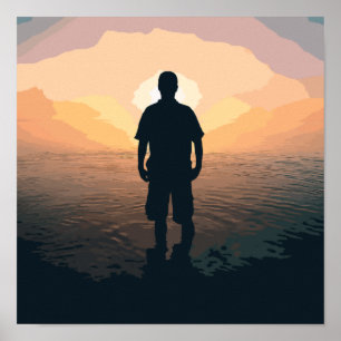 Póster Silhouette De Man