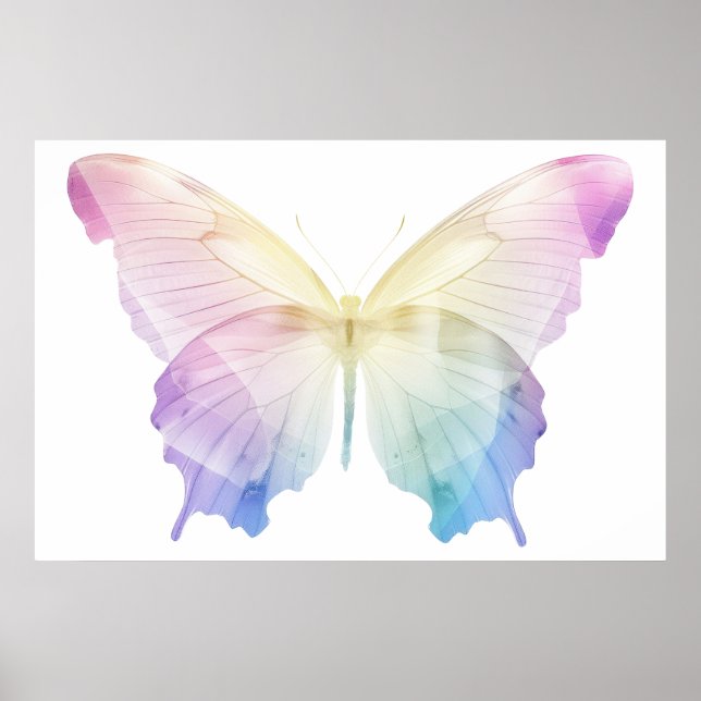 Póster Silhouette de mariposa en colores (Frente)