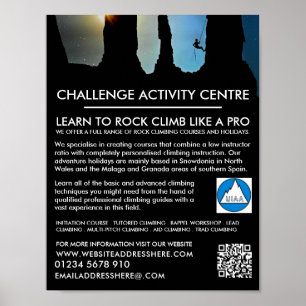 Póster Silhouette de montaña, anuncio de senderismo y esc